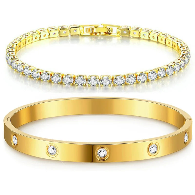 Féliza Dual-Tone Bracelet Set – The Perfect Harmony of Gold and Silver in 925 Sterling Silver