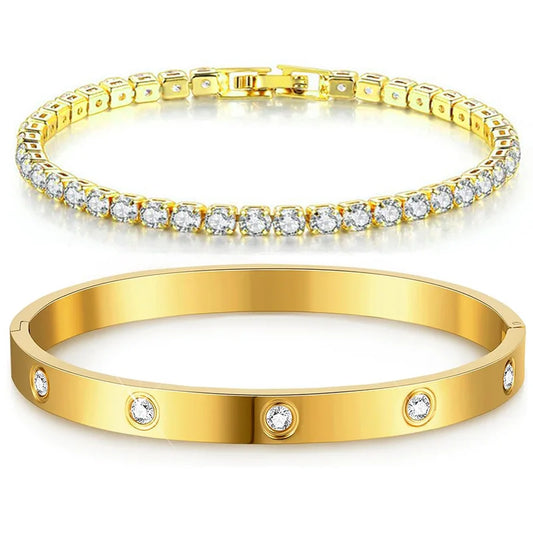 Féliza Dual-Tone Bracelet Set – The Perfect Harmony of Gold and Silver in 925 Sterling Silver