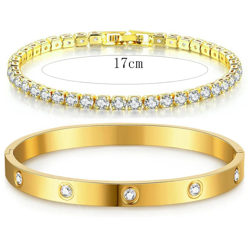 Féliza Dual-Tone Bracelet Set – The Perfect Harmony of Gold and Silver in 925 Sterling Silver