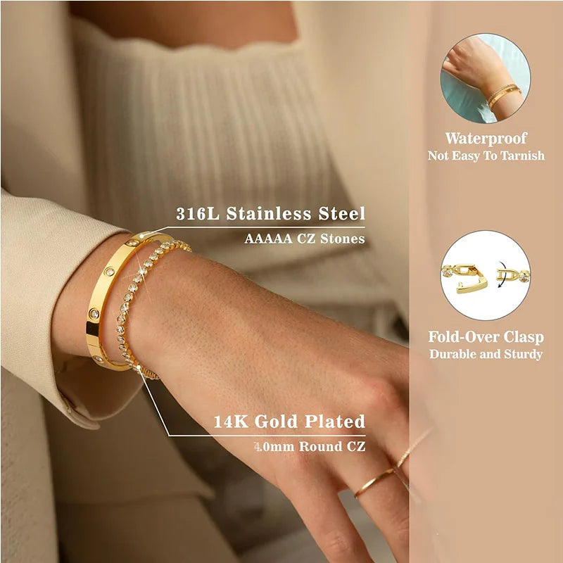 Féliza Dual-Tone Bracelet Set – The Perfect Harmony of Gold and Silver in 925 Sterling Silver