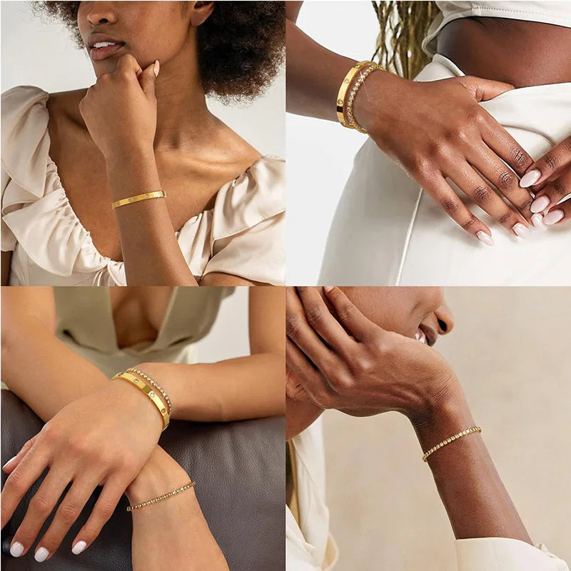 Féliza Dual-Tone Bracelet Set – The Perfect Harmony of Gold and Silver in 925 Sterling Silver