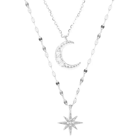 Féliza Moon and Star Necklace – A Celestial Touch of Magic and Elegance
